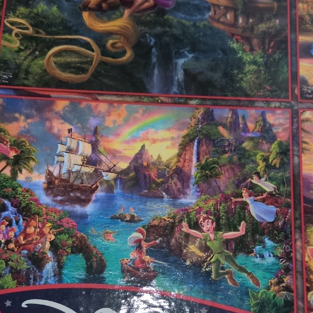 Disney Thomas Kinkade Studios 4-Pack Puzzle Set - Blue, Purple, Pink, Green - Picture 7 of 13
